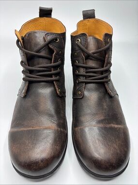 OSSTONE Moto Boots 6015-2 Lace Distressed Leather Chukka Boots Casual Sz 11.5